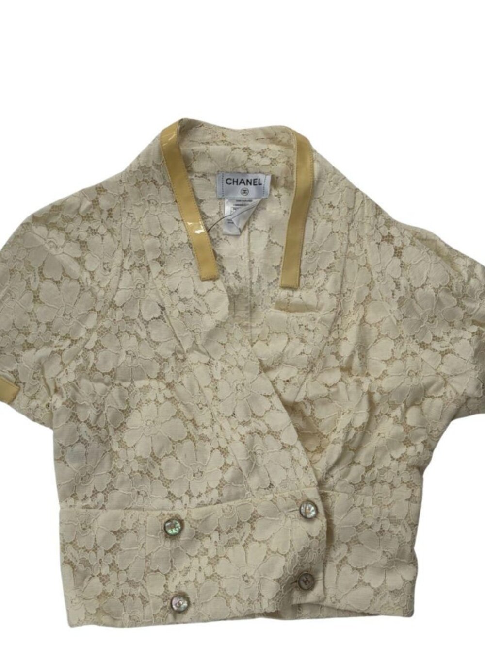 Chanel Women's Cream and Yellow Shirt
